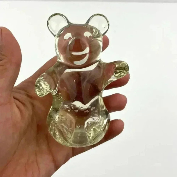 VTG Clear Crystal Glass Bear Controlled Bubbles Paperweight 8.4 Oz - Picture 9 of 13